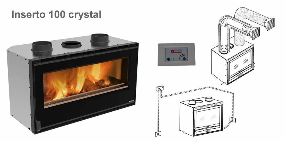 Каминная топка la Nordica Inserto 80 Crystal EVO 2.0 - ventilato. Разводка тёплого воздуха la Nordica. Брошь la Nordica 65-22-6261-GW. Терра Нордика.