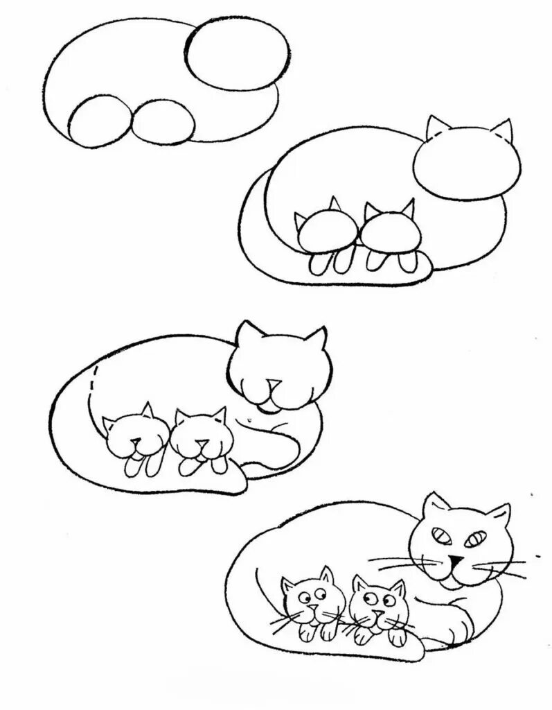 Рисуем кота с детьми. Поэтапное рисование кошки. Поэ апное рисование кошки. Поэтапное рисование кошки для детей. Рисунки для срисовки для детей.