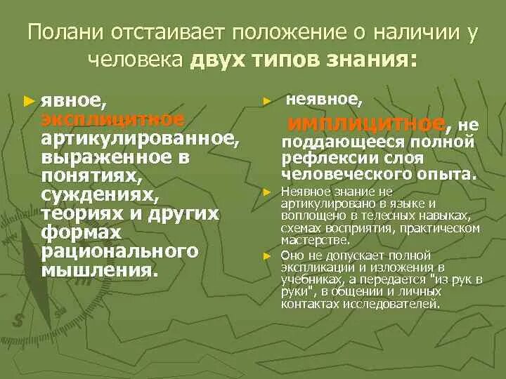 Два типа знания. Два типа знания