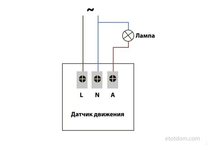 Питание датчика движения. Схема подключения инфракрасного датчика движения. Схема подключения датчика движения к лампочке. Схема подключения инфракрасного датчика движения для освещения. Датчик движения Эра схема подключения.