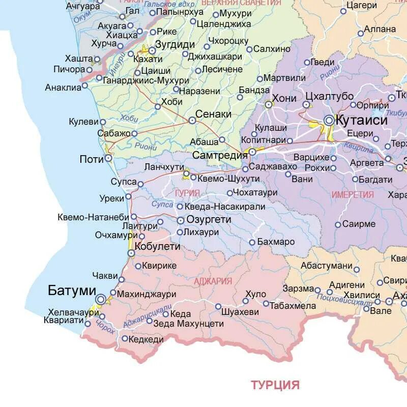 Какие карты работают в грузии. Карта грузии подробная с городами и поселками. расположение грузии на карте. карта грузии подробная карта грузии подробная. районы грузии на карте.