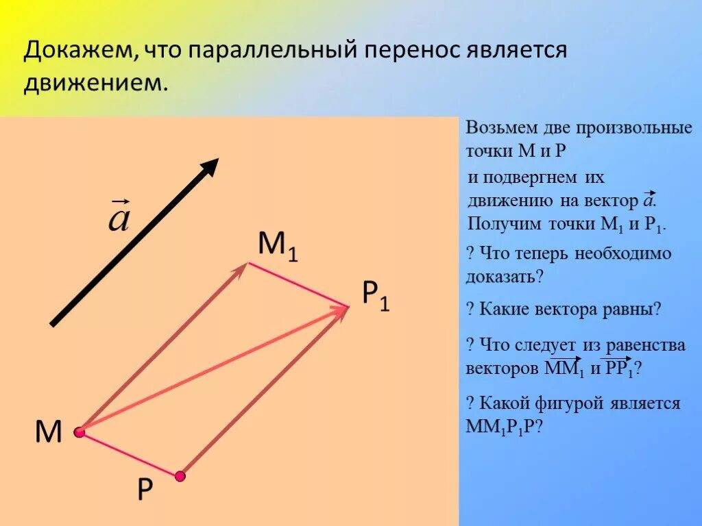 Докажите что параллельный перенос является движением. Доказать что параллельный перенос является движением. Параллельный перенос на вектор. Параллельный перенос доказательство.