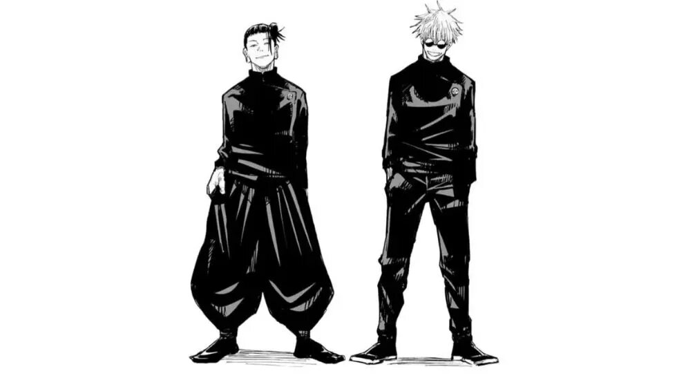 Годжо и гете. Жужуцу кайсен. магическая битва jujutsu kaisen. гетто сугуру в полный рост. jujutsu kaisen персонажи годжо.