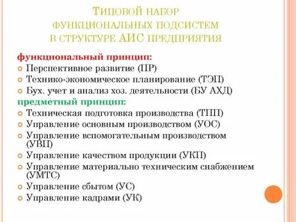 Функциональные подсистемы организации