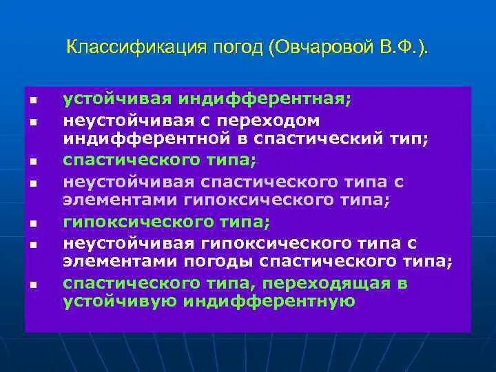 Классификация погодных условий. Медицинская классификация типов погоды. Характеристика типов погоды. Спастический Тип погоды.