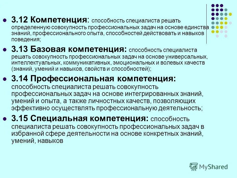 Компетенции потенциала