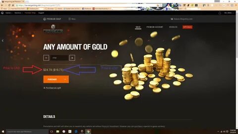 Игровое золото и реальные деньги танки