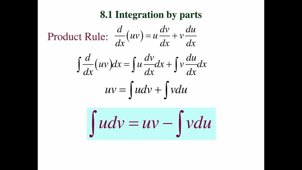 Product rule. Integrals. Product integral. Integrating by parts. Integration: indefinite integrals.