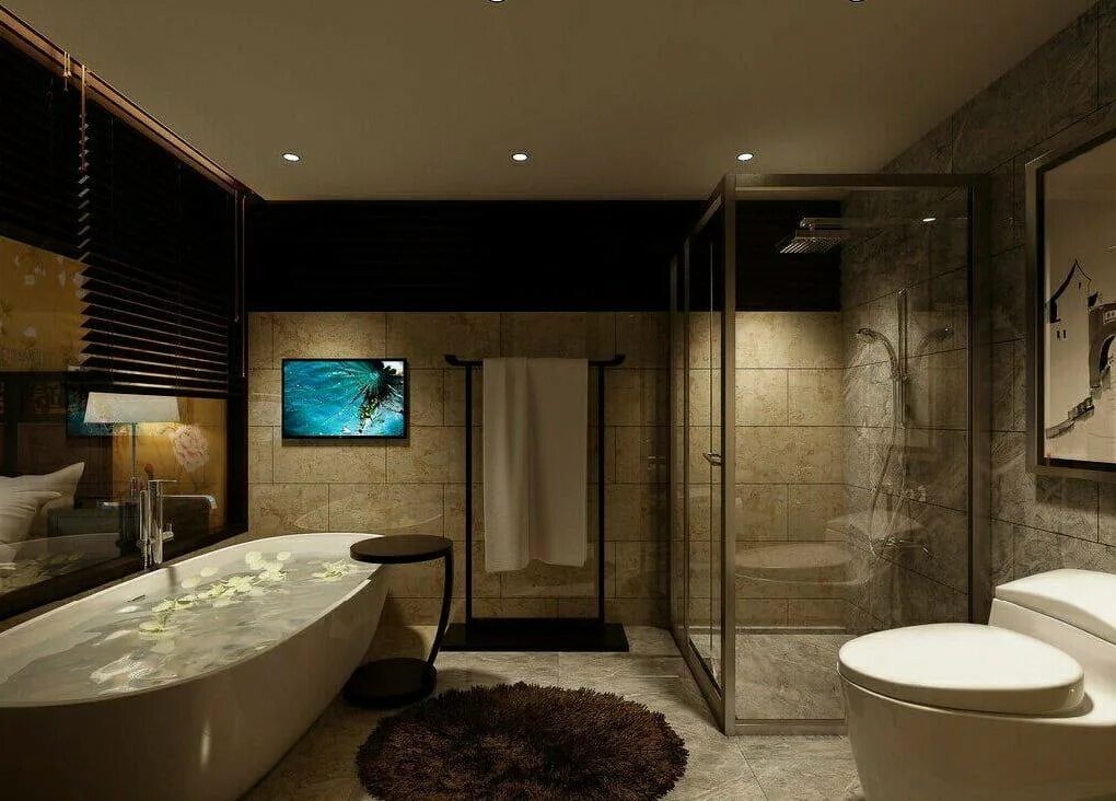 Стильная ванная комната. Современная ванная комната. Красивые Ванные комнаты. Дизайнерская ванная.