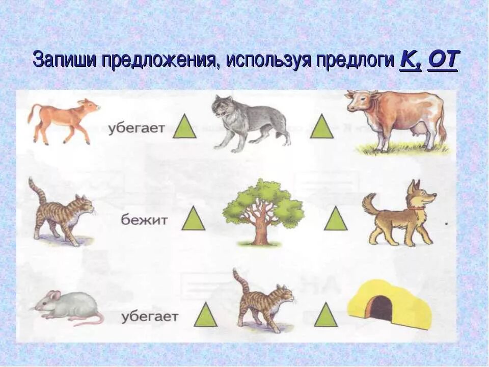 В каком предложении используется предлог. Предложения с предлогами. предлог к слову птицы.