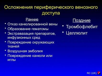 Вена осложнения