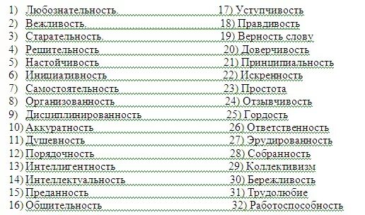 Положительные качества перечислить. Черты личности человека список для военкомата. Черты личности человека список положительные. Качества характера личности список. Черты характера человека положительные и отрицательные для анкеты.