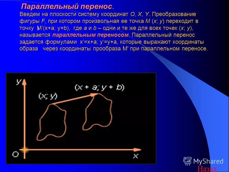 Параллельный перенос системы координат. Преобразование системы координат параллельный перенос. Какое преобразование фигуры называют параллельным переносом. Формулы поворота осей координат. Преобразование системы координат параллельный перенос.