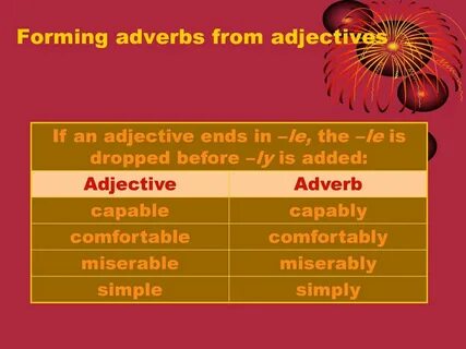 Adjectives comfortable