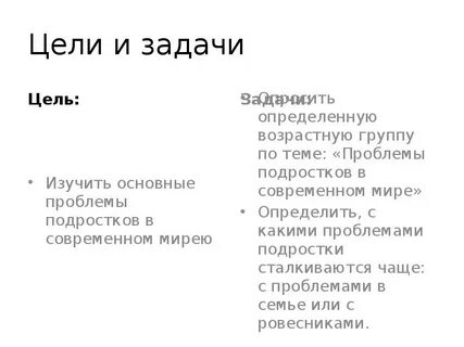 Цели подростков