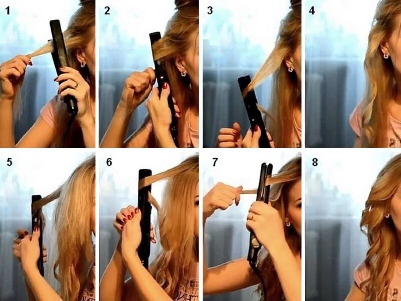 Видео как правильно делать. Техника накручивания волос на утюжок. Как накрутить Локоны утюжком. Кудри выпрямителем. Кудри утюжком.