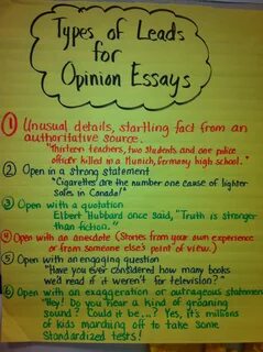 Pin by Katie Doherty on Fourth Grade Opinion essay, Essay, Types of lead.