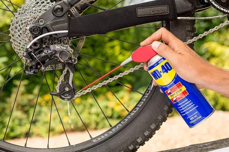 Какие цепи лучше для велосипеда. WD-40 для цепи велосипеда. ВД 40 для велосипеда. Смазка для велосипеда ВД 40. WD для велосипедной цепи.