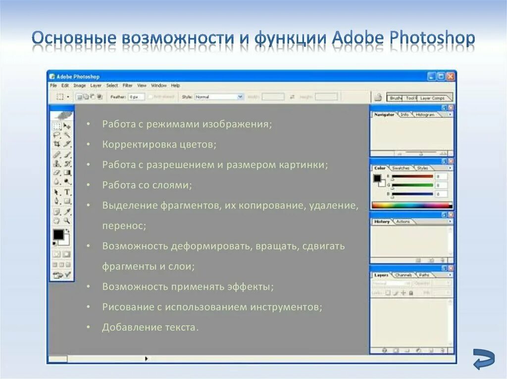 Основные возможности фотошопа. Основные возможности Adobe Photoshop. Функциональность для фотошопа. Adobe Photoshop функции. Экранную функцию