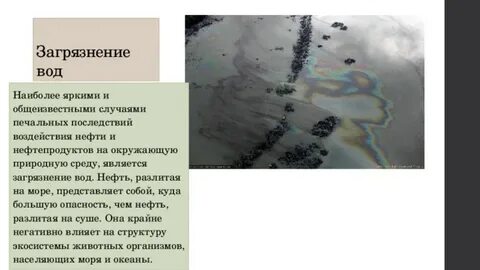 Влияние нефти на окружающую среду