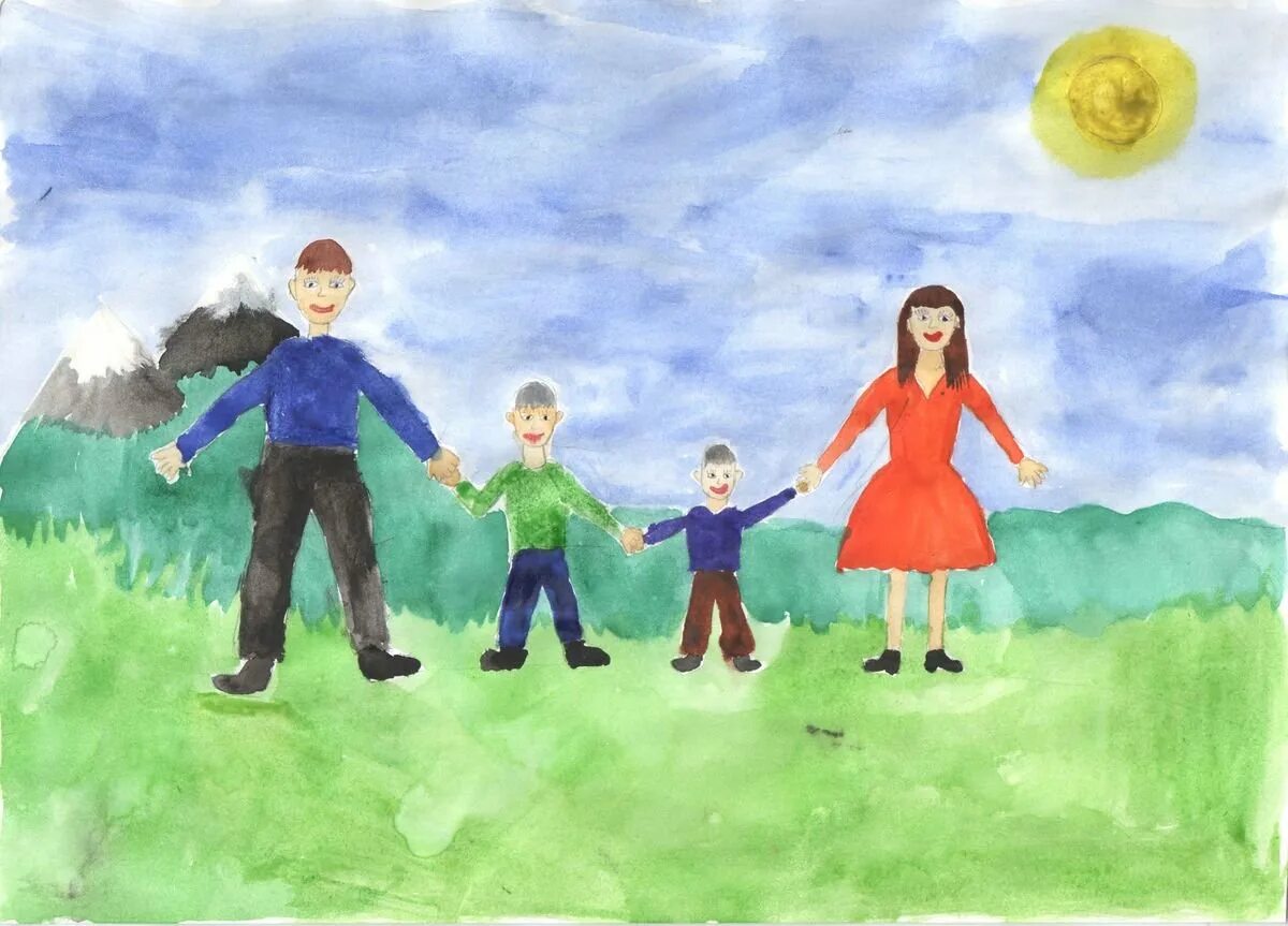 Рисунок семьи класс. Детские рисунки моя семья. Рисунки про семью красивые.