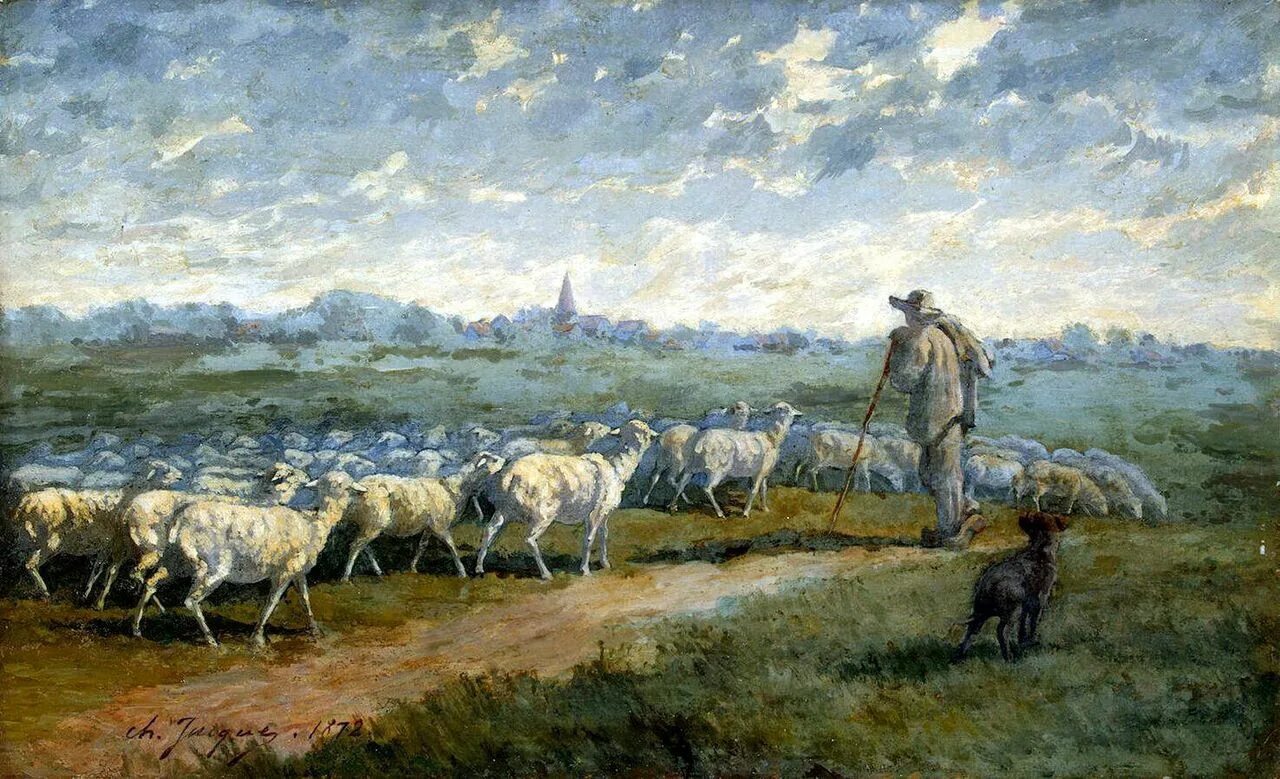 Пастух в старину. Шарль Эмиль Жак the Herd; Sheep. Пастух 19 века. Шарль Жак картины. Художник Жак Шарль Эмир.