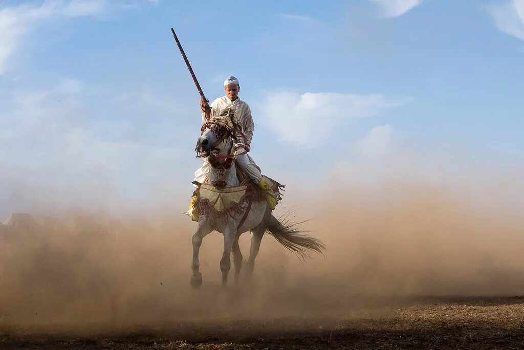 Riding on a white