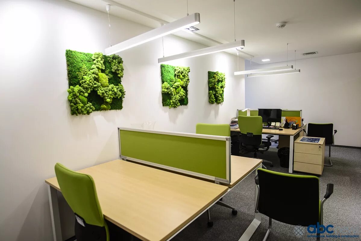 Самый зеленый класс. Офисный интерьер. Зеленая стена в офисе. Креативный интерьер офиса. Офис зеленый цвет.