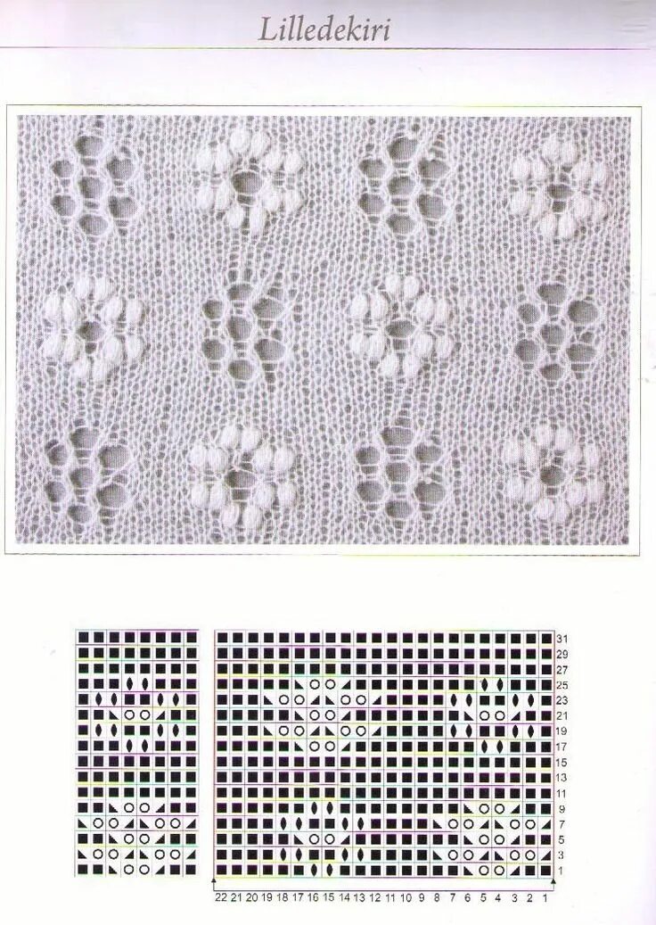 узор 112 цветок подсолнух каталог вязаных спицами узоров Knit stitch patterns, L