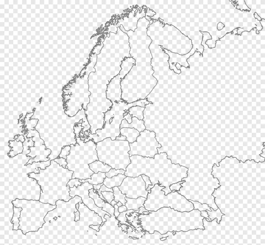 Контурная карта Европы с границами. Карта Европы незаполненная. Пустая карта Европы с границами государств. Контурная карта Европы чб.