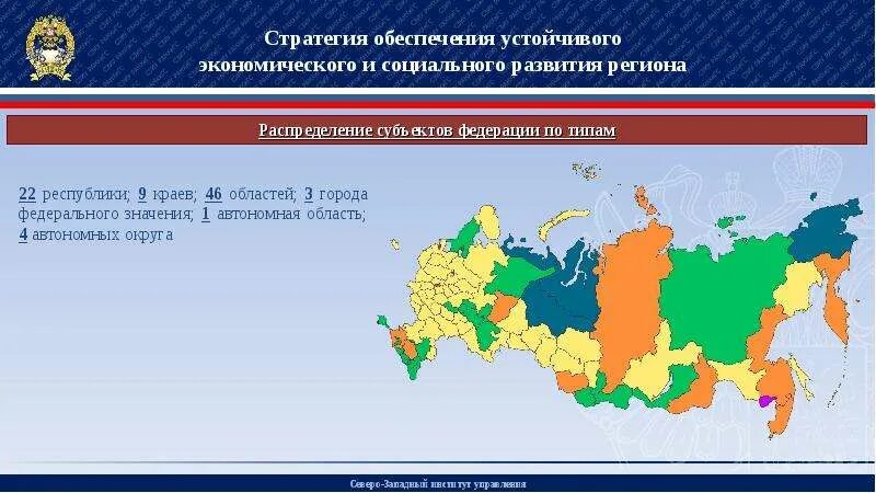 Образование автономной области краев. Карта экономического развития регионов. Распределение субъектов Федерации. Распределение субъектов Федерации по типам. Стратегические регионы России.