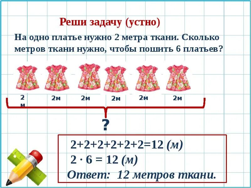 В куске ткани 25 метров. Схемы к задачам на умножение. Задачи про метры ткани. Задача про ткань. Задачи нарядов.