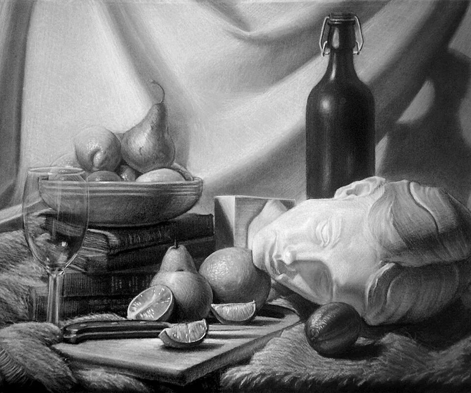 Что изображено в натюрморте. Натюрморт черно белый легкий. натюрморт с интересной перспективой. натюрморт повара. полутень на натюрморте.