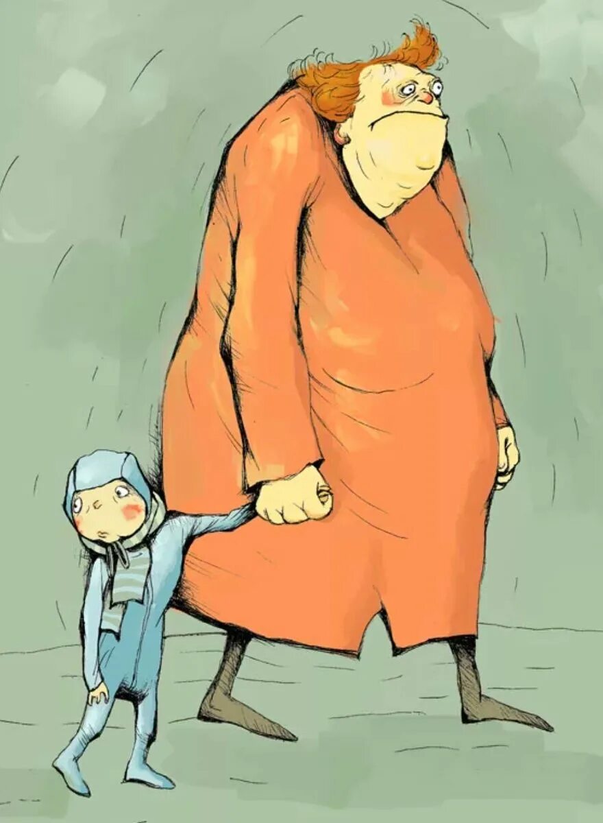 Старушка карикатура. Карикатура бабушка и внук.