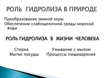Роль гидролиза в живых организмах