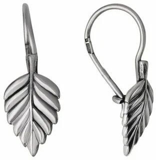 Серьги листики серебро