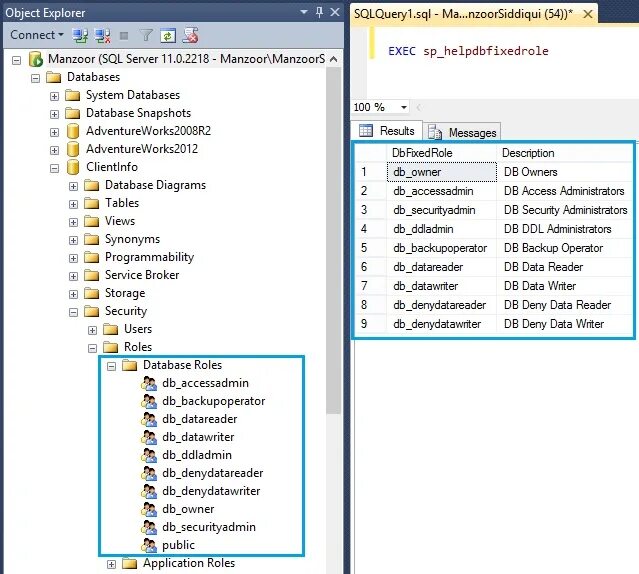 Sql path. Встроенные роли sql server. sql server role and permissions. object explorer sql. атрибуты ролей mssql.