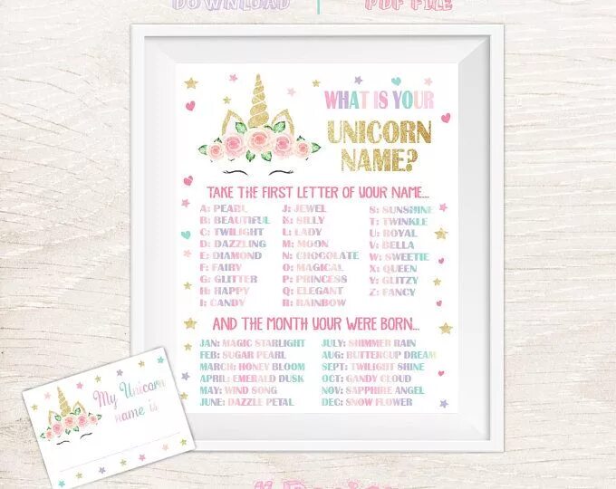 Unicorn name. Unicorn name