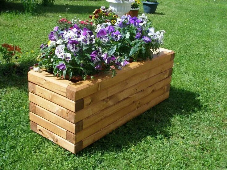 Cambridge Low Rectangular Wooden Planters Forest garden, Wooden planters, Outdoo
