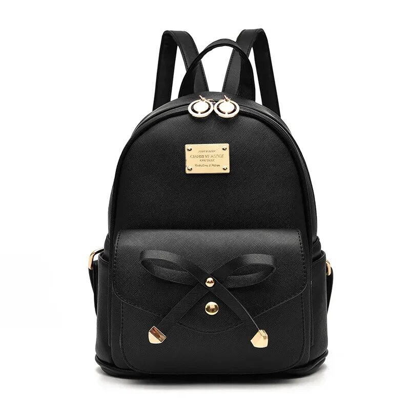 Черный рюкзак для девочек. Рюкзак CIANMI VEASRGE goutuae-tfz210 (черный). Стильный женский рюкзак. Рюкзак кожаный для девушек. Рюкзак женский маленький.