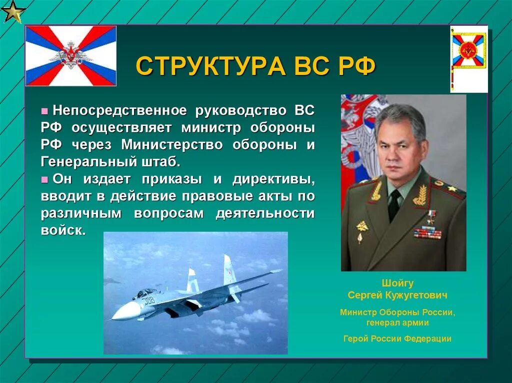 Армия какое значение для государства. Рода войск Министерства обороны. Руководство вс России. Вооруженные силы РФ руководство. Презентация Министерства обороны.