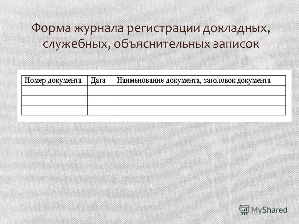 Журнал регистрации докладных и служебных записок образец