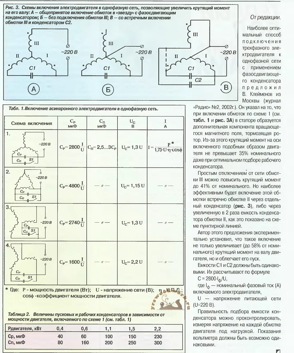 Сколько микрофарад на 1 киловатт таблица. Конденсатор для трехфазного двигателя таблица в сеть 220. емкость пускового конденсатора для однофазного двигателя 220в. ёмкость конденсаторов для трёхфазного двигателя 2.2 квт. расчет конденсатора для трехфазного двигателя на 220в.