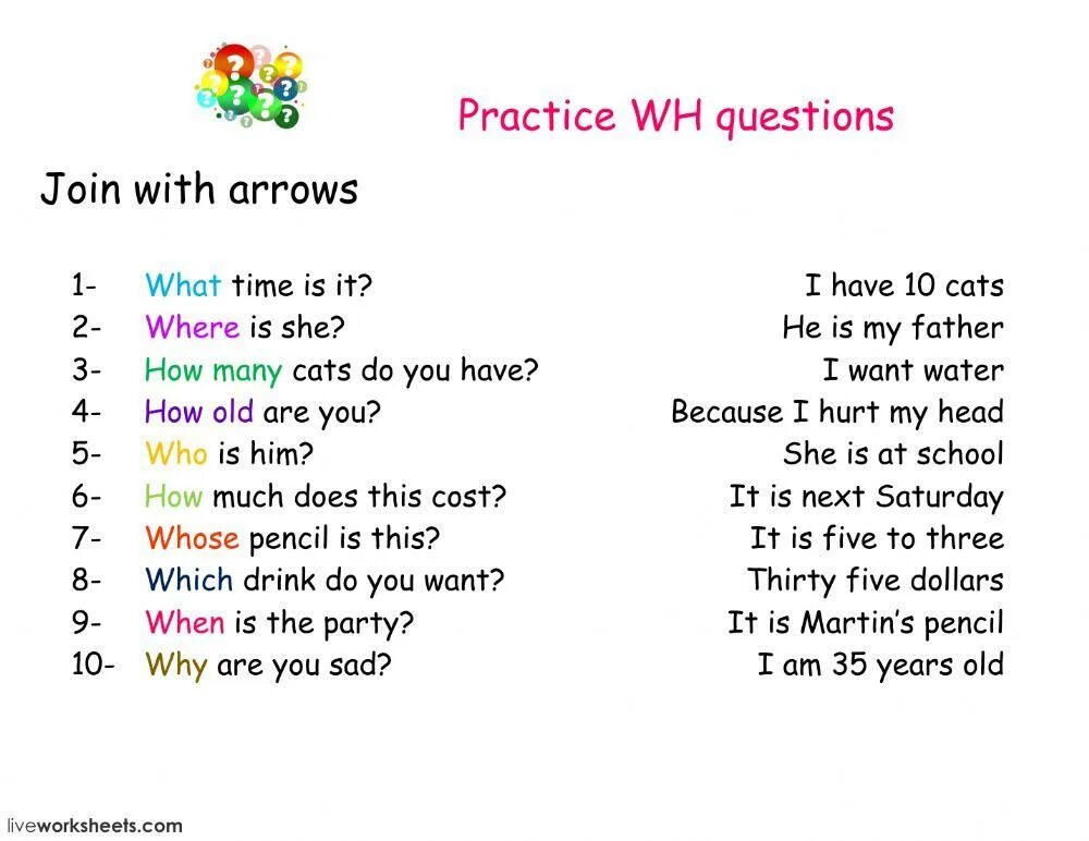 WH questions упражнения. Вопросы в английском языке Worksheets. Вопросительные слова в английском языке Worksheets. WH вопросы в английском языке.