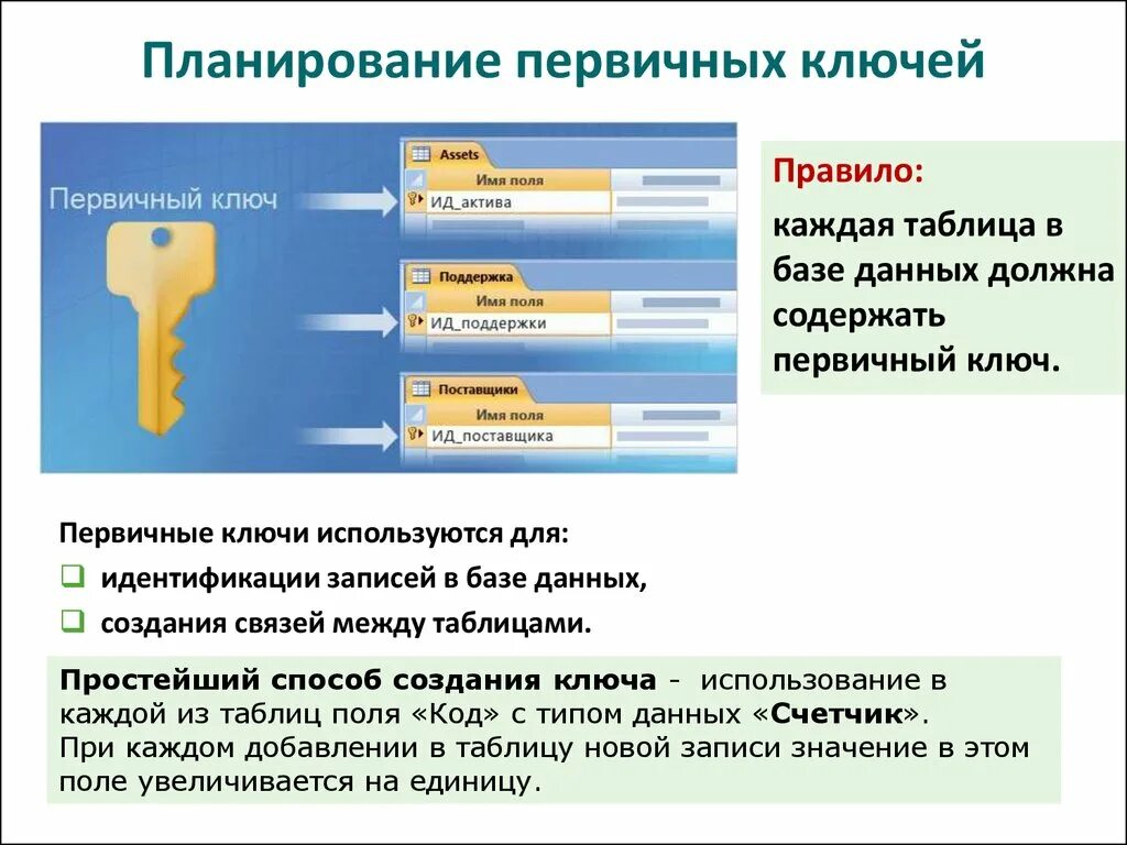 Первичный ключ. Первичный ключ в базе данных это. Что такое ключ таблицы базы. Назначение первичного ключа в базе данных. Выбрать первичный ключ таблицы