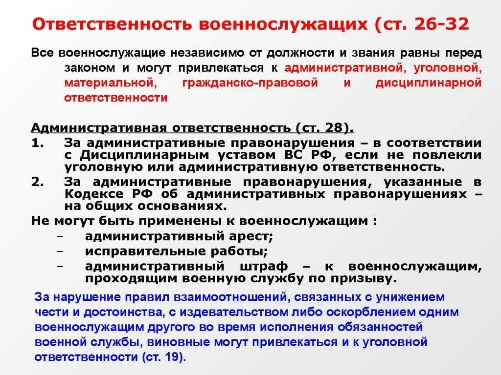 Попадает под действие федерального закона. Административная ответственность военнослужащих. Виды ответственности военнослужащих. Виды ответственности военнослуженных. Ответственность военнослужащих за правонарушения.