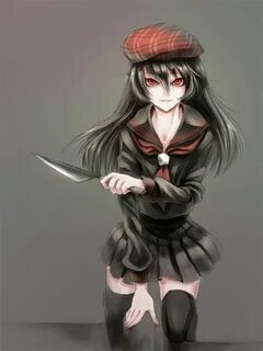crazy anime girl with knife