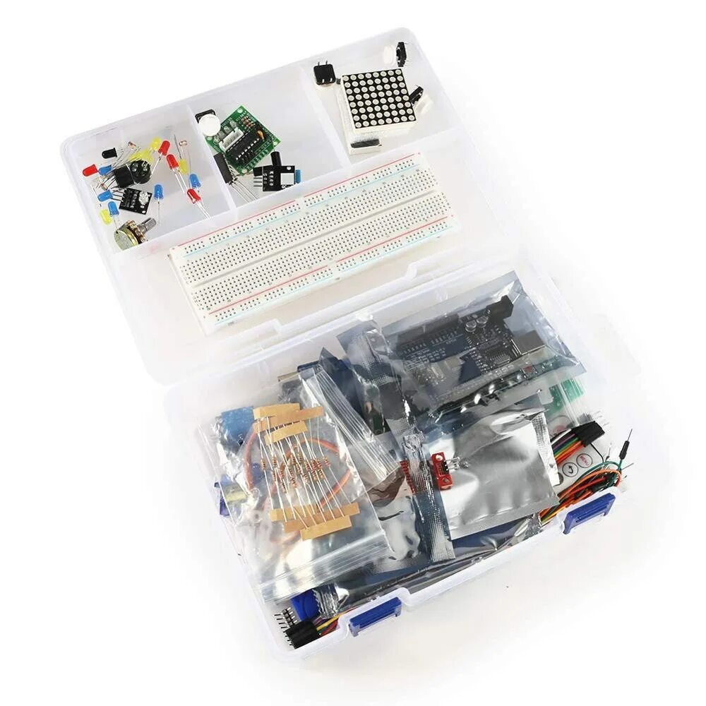 Набор starter kit. Upgraded Electronics fun Kit. Набор Arduino Starter Kit #7 uno RFID Шаговые двигатели проекты сделать.