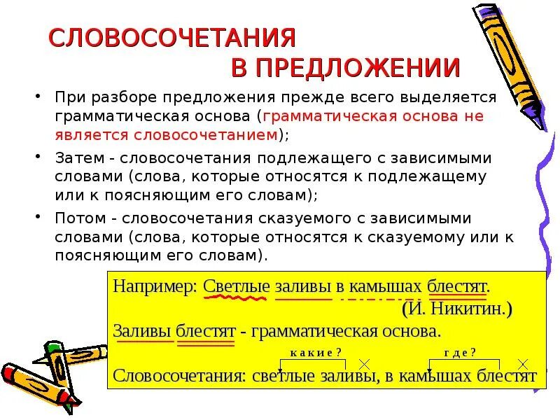 Словосочетания в предложении. Словосочетания в предложении примеры. Как найти словосочетание в предложении. Предложения со слово читаниями.