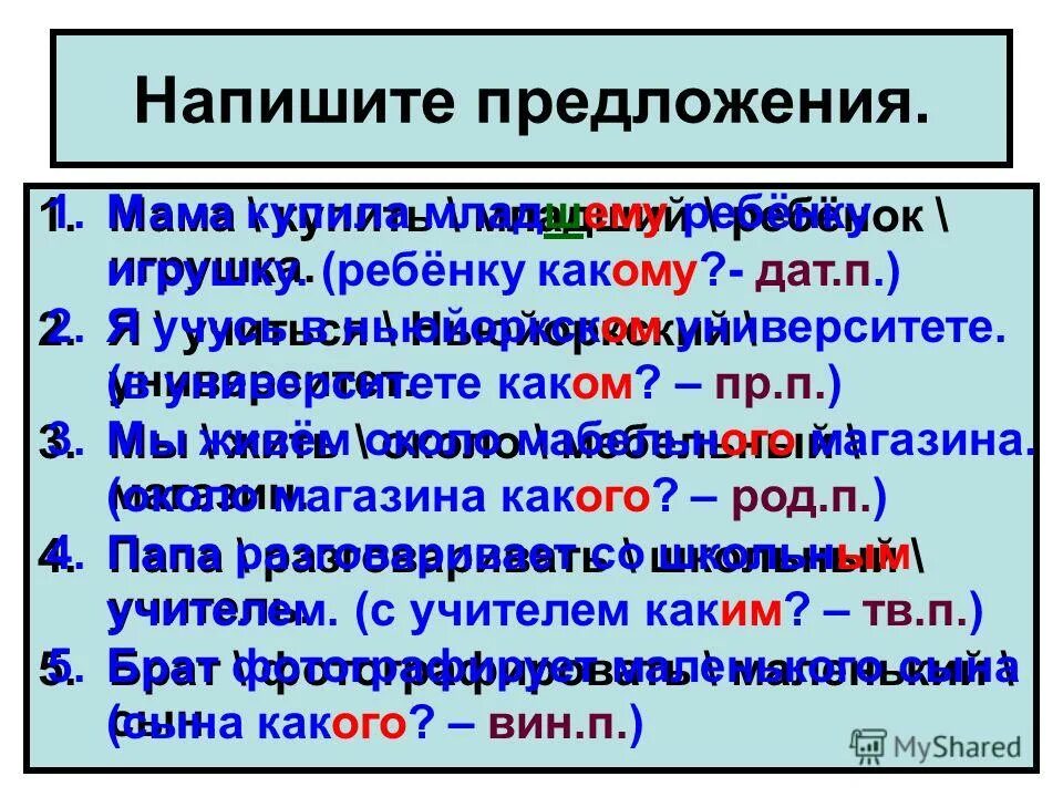 Притяжательное местоимение мужского рода. Именител наречбя.